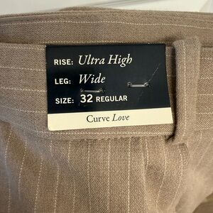 Abercrombie & Fitch Ultra High Rise Wide Leg Pants — Taupe Pinstripe